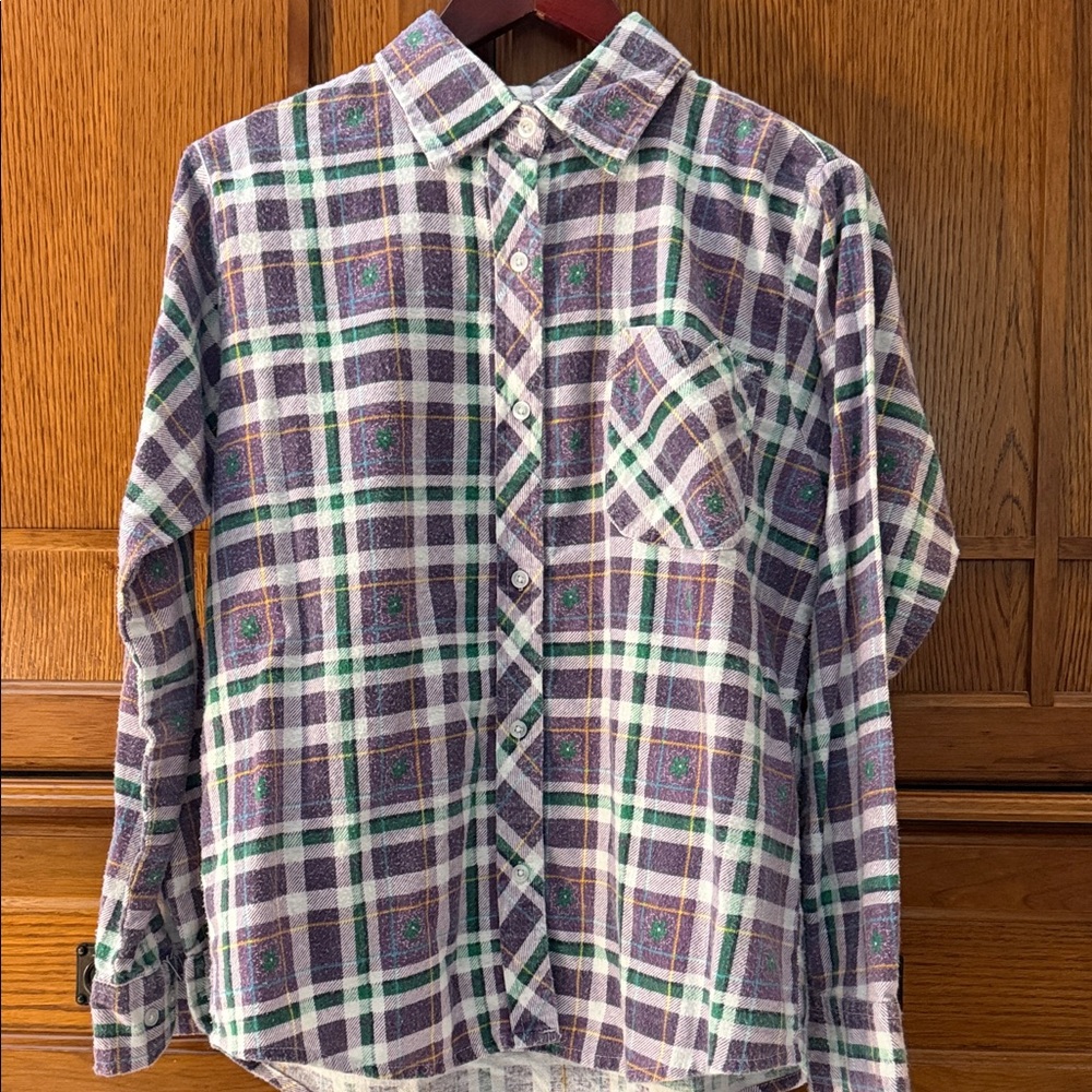 VTG American Sweetheart Flannel Plaid Button Down Grandmacore Boho Cottagecore